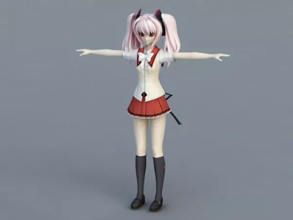 Cute Anime School Girl 3d model Cute Anime School Girl 3d model