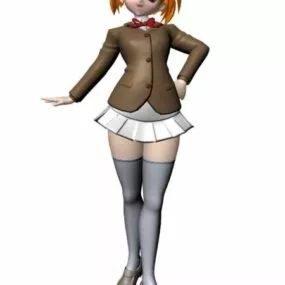 Cute Anime Schoolgirl 3d model