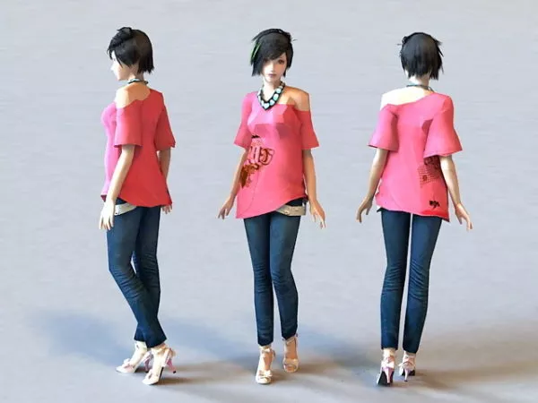 Scifi Girl Robot Character On Emergency Bed 3d model