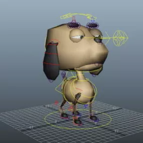 Cute Cartoon Dog Rig 3d model