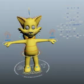 Cute Cartoon Fox Rig 3d model
