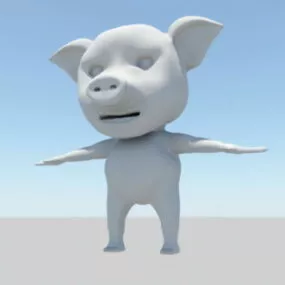 Cute Cartoon Pig 3d model