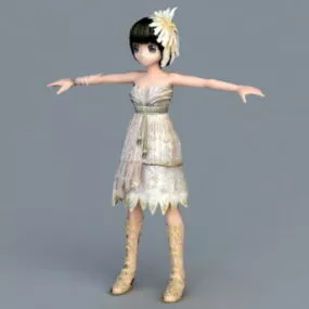 Cute Girl With Black Hair 3d model
