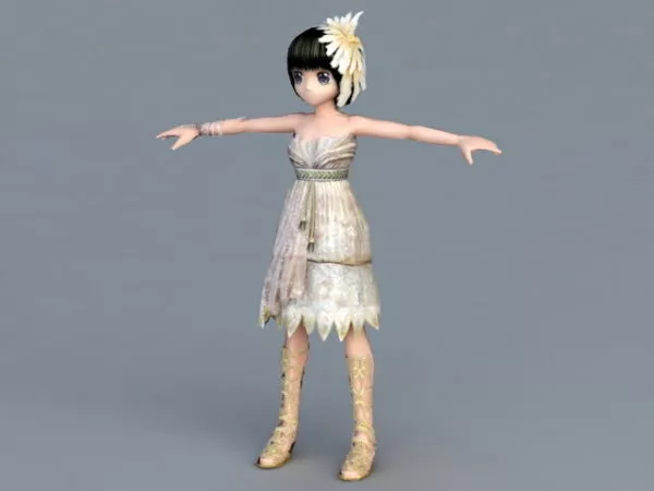 Cute Girl With Black Hair 3d model Cute Girl With Black Hair 3d model