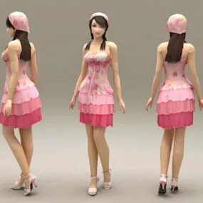 Cute Preppy Girl 3d model