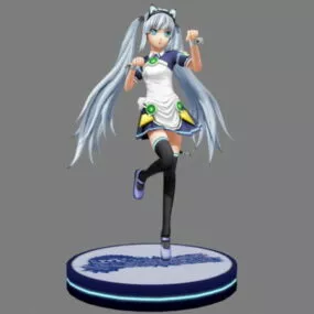 Cute Anime Cat Girl Character 3d model
