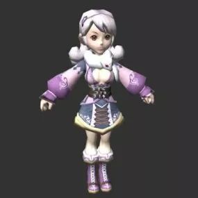 Cute Anime Chibi Girl 3d model