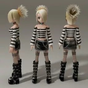 Cute Blonde Anime Girl 3d model