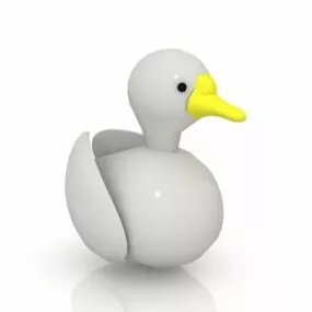Cute Cartoon White Duck Character 3d model