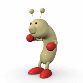 Cute Cartoon Worm Character 3d model