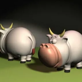 Cute Cattle Cartoon Character 3d model
