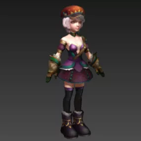 Cute Chibi Girl Anime Character 3d model