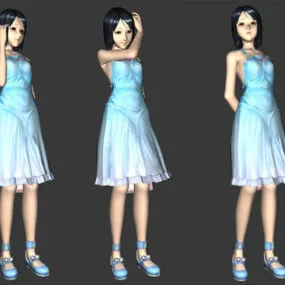 Cute Girl Animated & Rigged 3d model