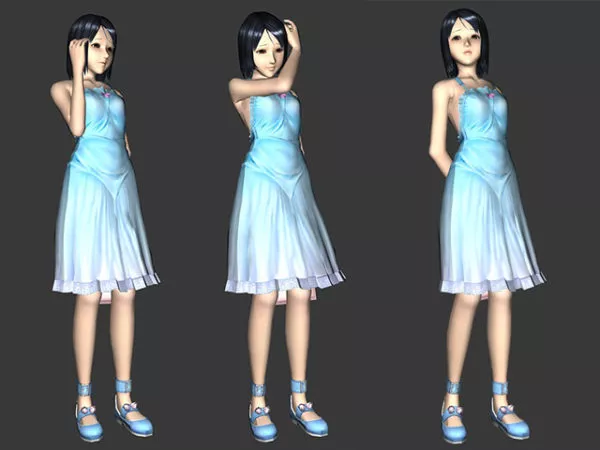 Cute Girl Animated & Rigged 3d model Cute Girl Animated & Rigged 3d model