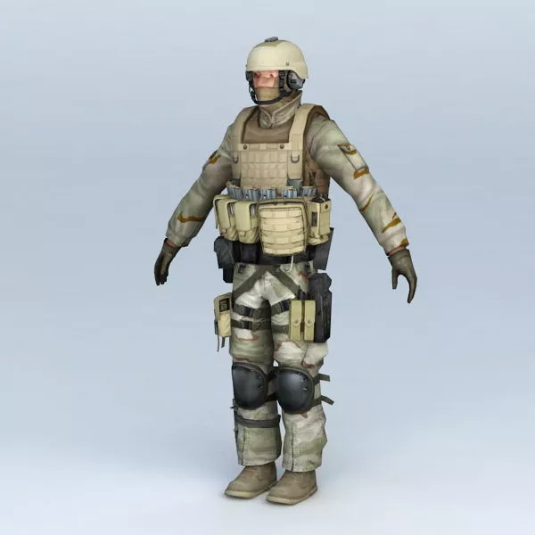 Russian Army Soldier With Ak74 3d model