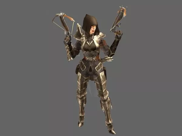 Defender Warrior Fighting With Dark Sword 3d model