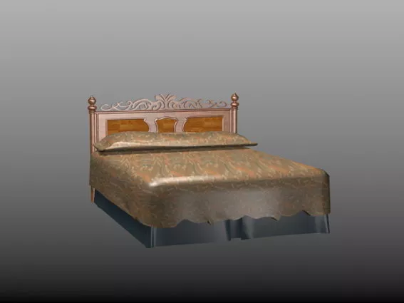 Double Bed With Decorative Headboard 3d model Double Bed With Decorative Headboard 3d model