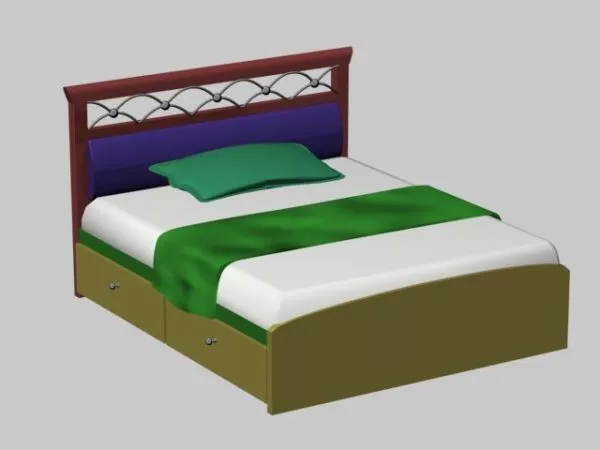 Double Bed With Drawers 3d model Double Bed With Drawers 3d model