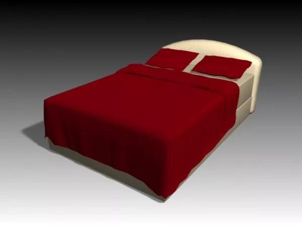 Double Bed With Red Bed Sheet 3d model Double Bed With Red Bed Sheet 3d model