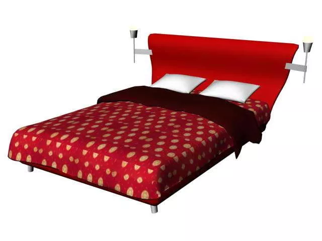 Double Bed With Red Bed Sheets 3d model Double Bed With Red Bed Sheets 3d model