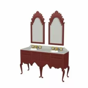 Double Sink Classic Bathroom Vanity 3d model