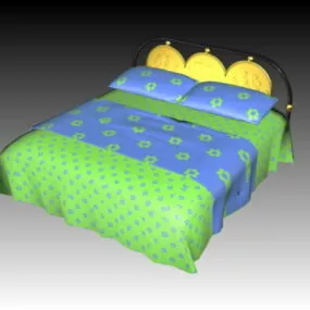 Double Size Soft Bed 3d model