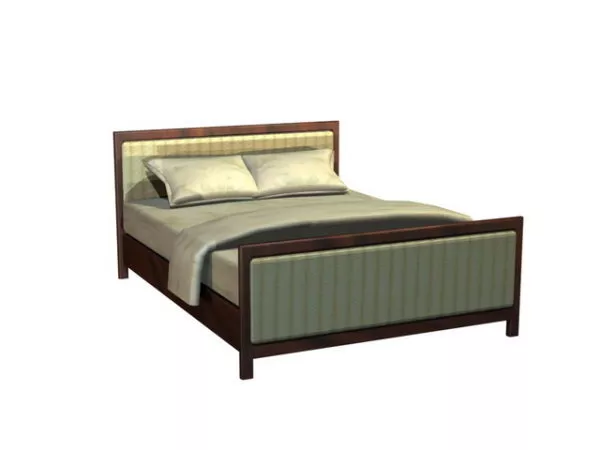 Double Size Wood Platform Bed 3d model Double Size Wood Platform Bed 3d model