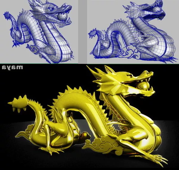 Medieval European Dragon Statue 3d model