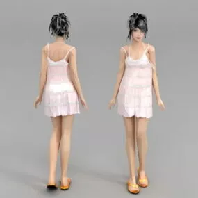 Dress Slip Girl Character 3d model