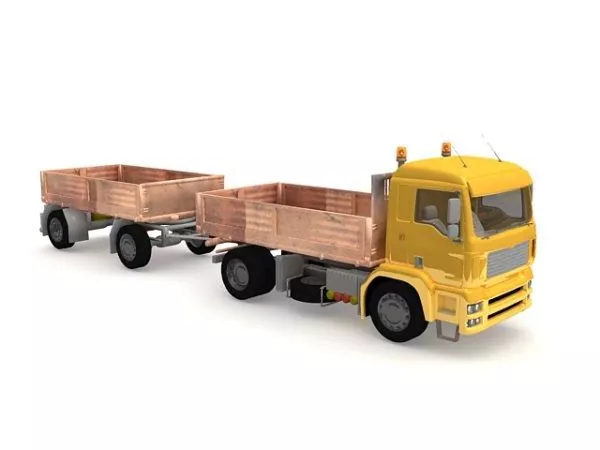 Dump Truck With Trailer 3d model Dump Truck With Trailer 3d model