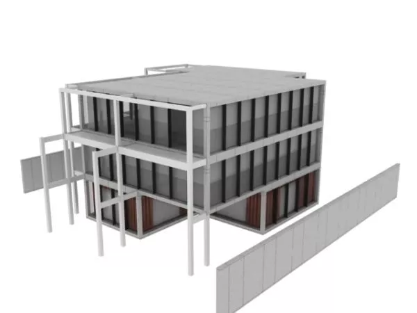 Brick Apartment Building 3d model