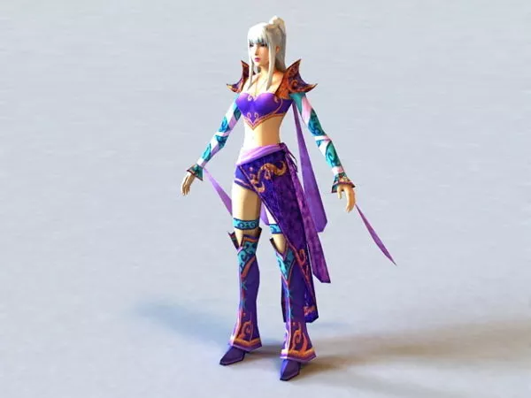 Anime Sword Fighter Female 3d model