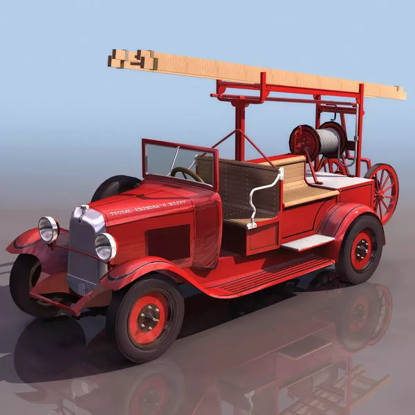 Early Pump-ladder Truck 3d model Early Pump-ladder Truck 3d model