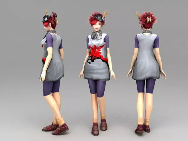 Chinese Girl Realistic Head 3d model