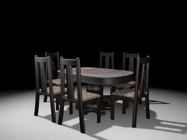 Elegant Black Dining Room Set 3d model Elegant Black Dining Room Set 3d model
