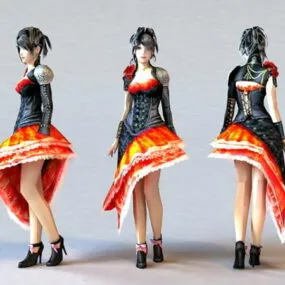 Emo Dress Girl Character 3d model