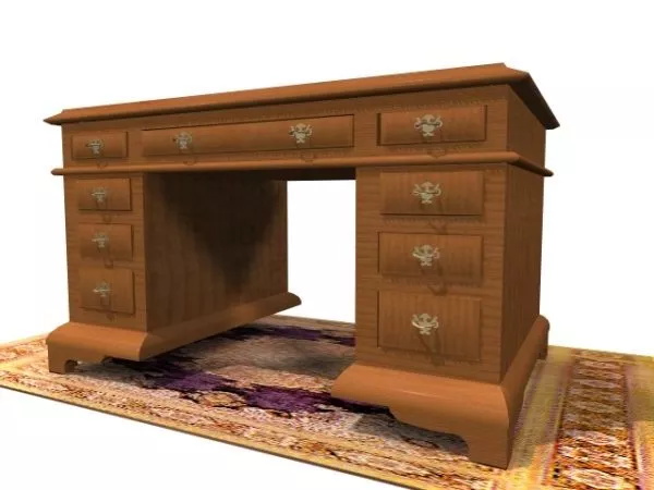 English Writing Desk 3d model English Writing Desk 3d model