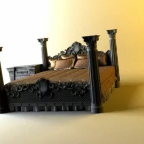 European Classic Bed Furniture 3d model
