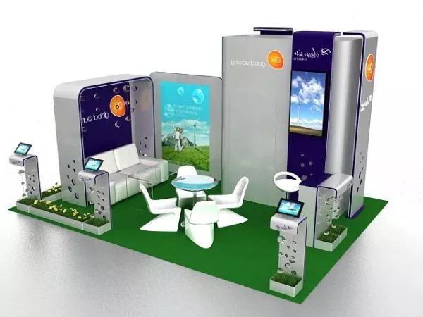 Commercial Booth With Control Button 3d model