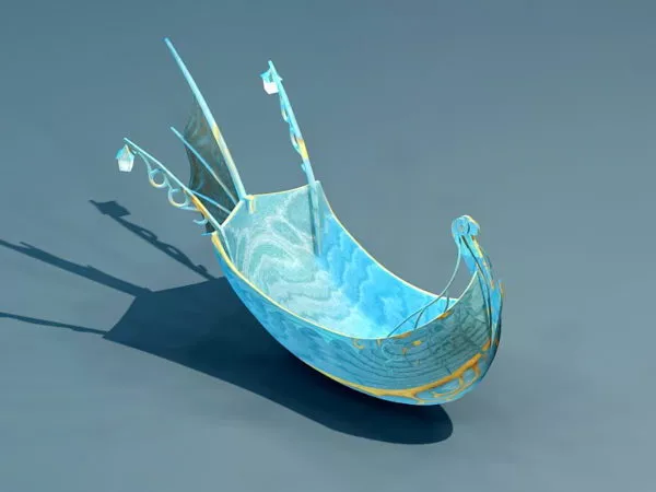 Chinese Wooden Boat Traditional 3d model
