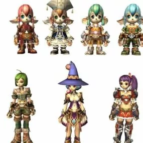 Fantasy Anime 7 Characters 3d model