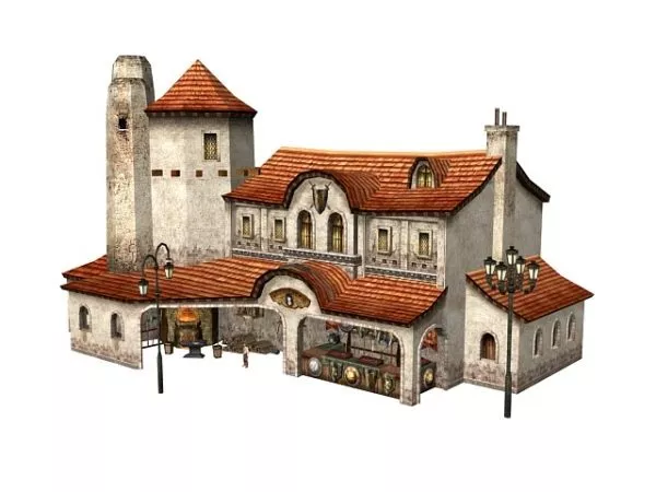 Fantasy Building Weapon And Armor Shop 3d model Fantasy Building Weapon And Armor Shop 3d model