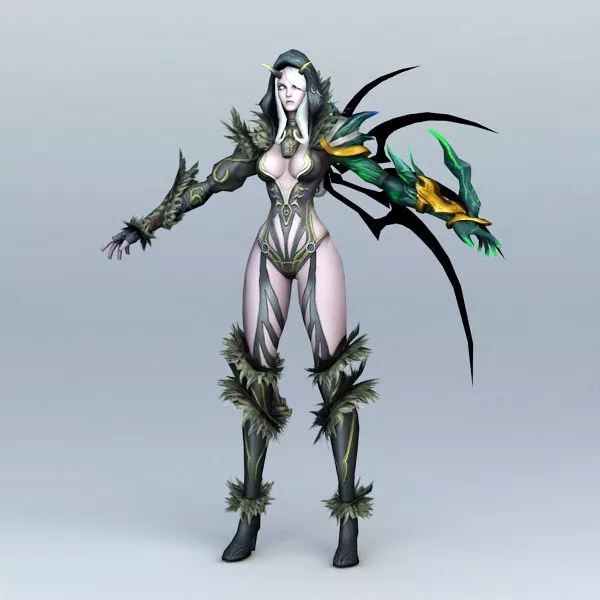Female Dark Warrior Elf 3d model Female Dark Warrior Elf 3d model