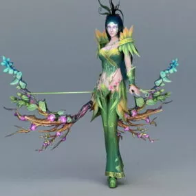 Female Forest Elven Archer 3d model