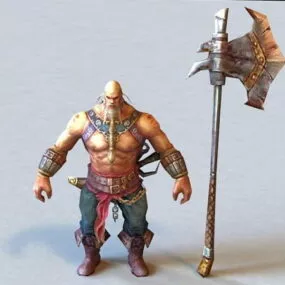 Fighting Warrior With Axe 3d model