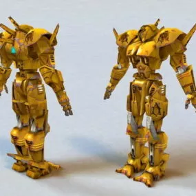 Fighting Yellow Robot Character 3d model