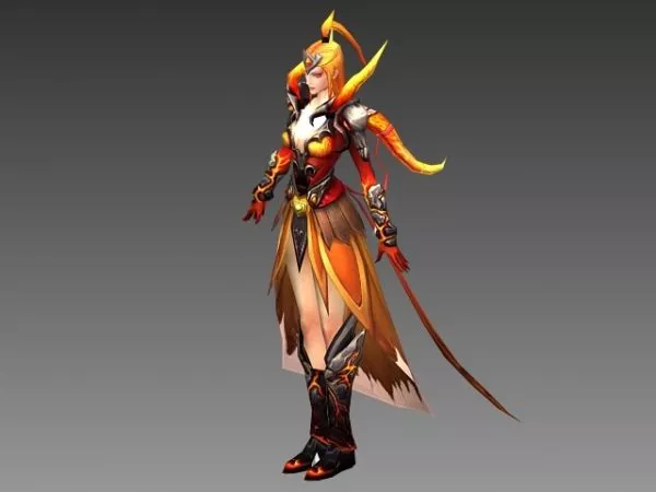 Female Warrior SciFi With Armor 3d model