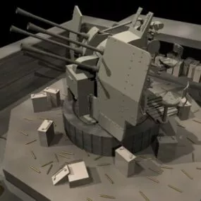Flak Anti-aircraft Cannon 3d model