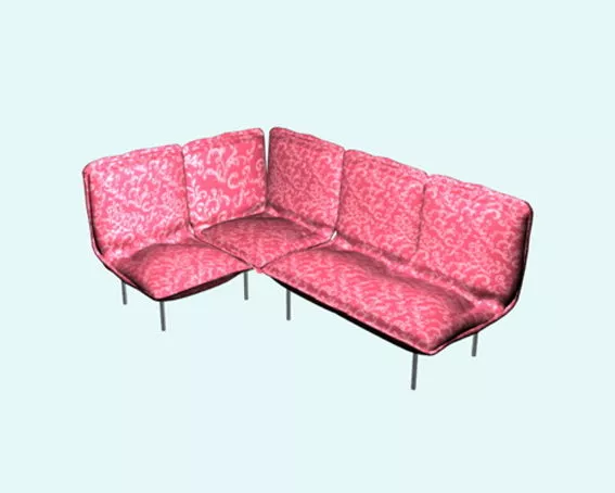 Floral Fabric Corner Sofa 3d model Floral Fabric Corner Sofa 3d model