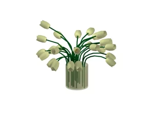 Flower Vase With Lily 3d model Flower Vase With Lily 3d model